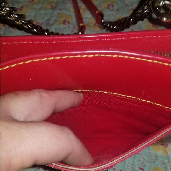 Dooney & Bourke Red Chain Strap Crossbody Patent Leather Bag - Picture 8 of 10